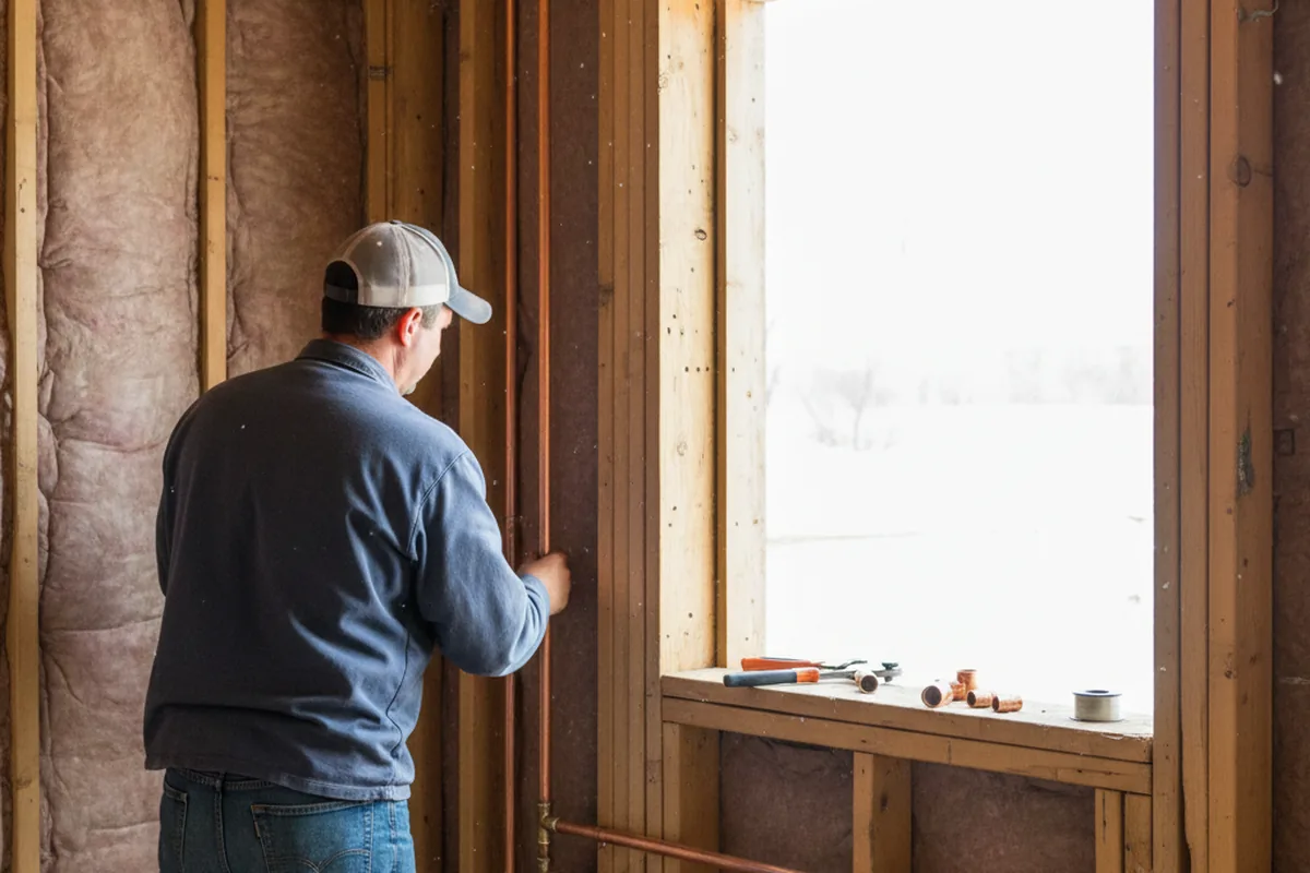 Licensed plumber running new copper supply lines in a Deer Creek home