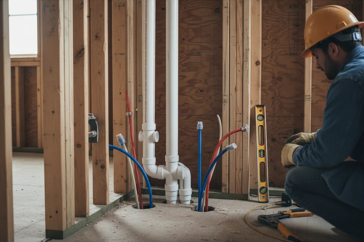 Drain and supply rough-in during Leak Detection in Deer Creek